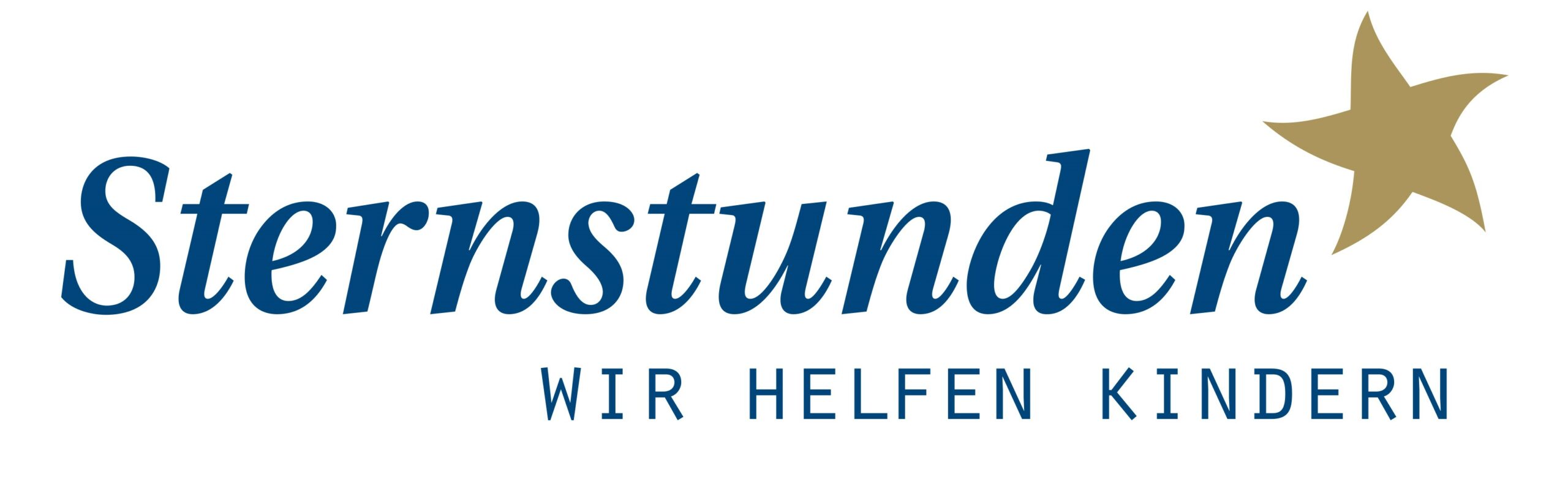 Sternstunden Logo der Sternstunden mit goldenem Stern und dem Slogan Wir helfen Kindern